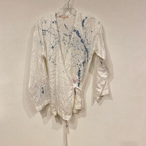 Cali Dreaming Paint Splatter Poet Wrap Top Size XS VGUC